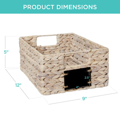 Rynx | Set of 4 Water Hyacinth Storage Baskets with Table, Markers - 12in