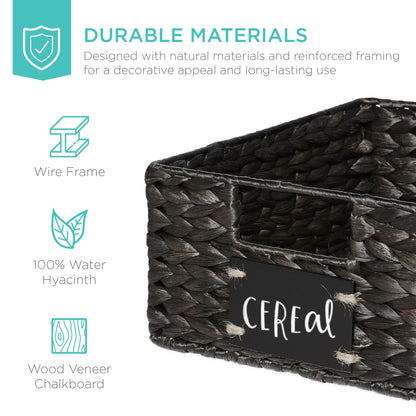 Rynx | Set of 4 Water Hyacinth Storage Baskets with Table, Markers - 12in