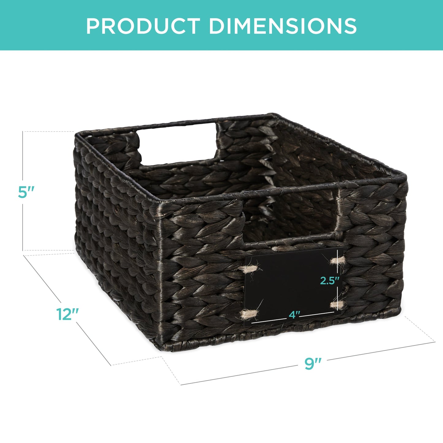 Rynx | Set of 4 Water Hyacinth Storage Baskets with Table, Markers - 12in