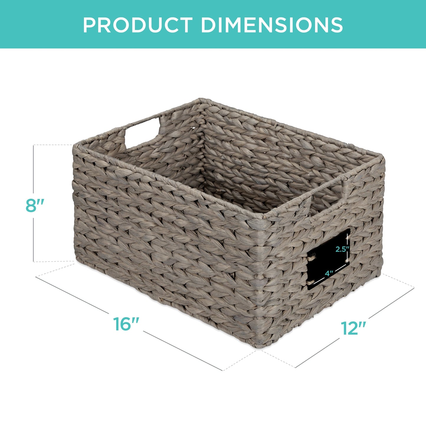 Rynx | Set of 2 water hyacinth mat baskets with chalkboard, marker - 16 inches