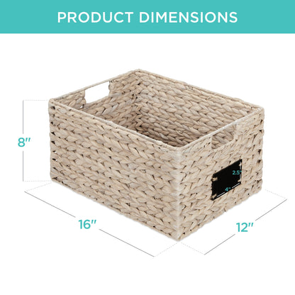Rynx | Set of 2 water hyacinth mat baskets with chalkboard, marker - 16 inches