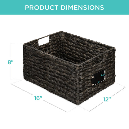 Rynx | Set of 2 water hyacinth mat baskets with chalkboard, marker - 16 inches