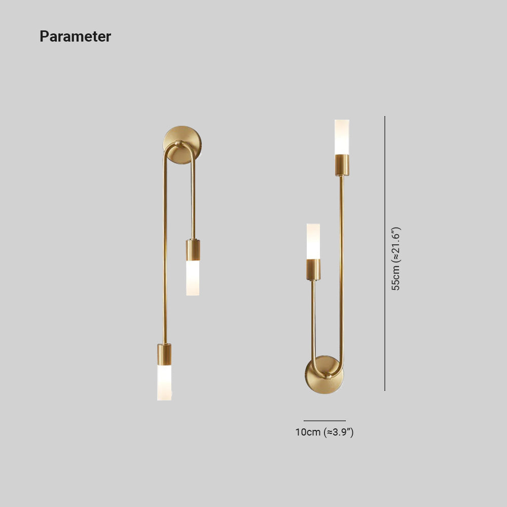 Rynx | Meza Modern LED Wall Lamp, 2-Light, Stick, Gold, Living Room