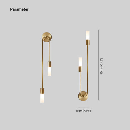Rynx | Meza Modern LED Wall Lamp, 2-Light, Stick, Gold, Living Room