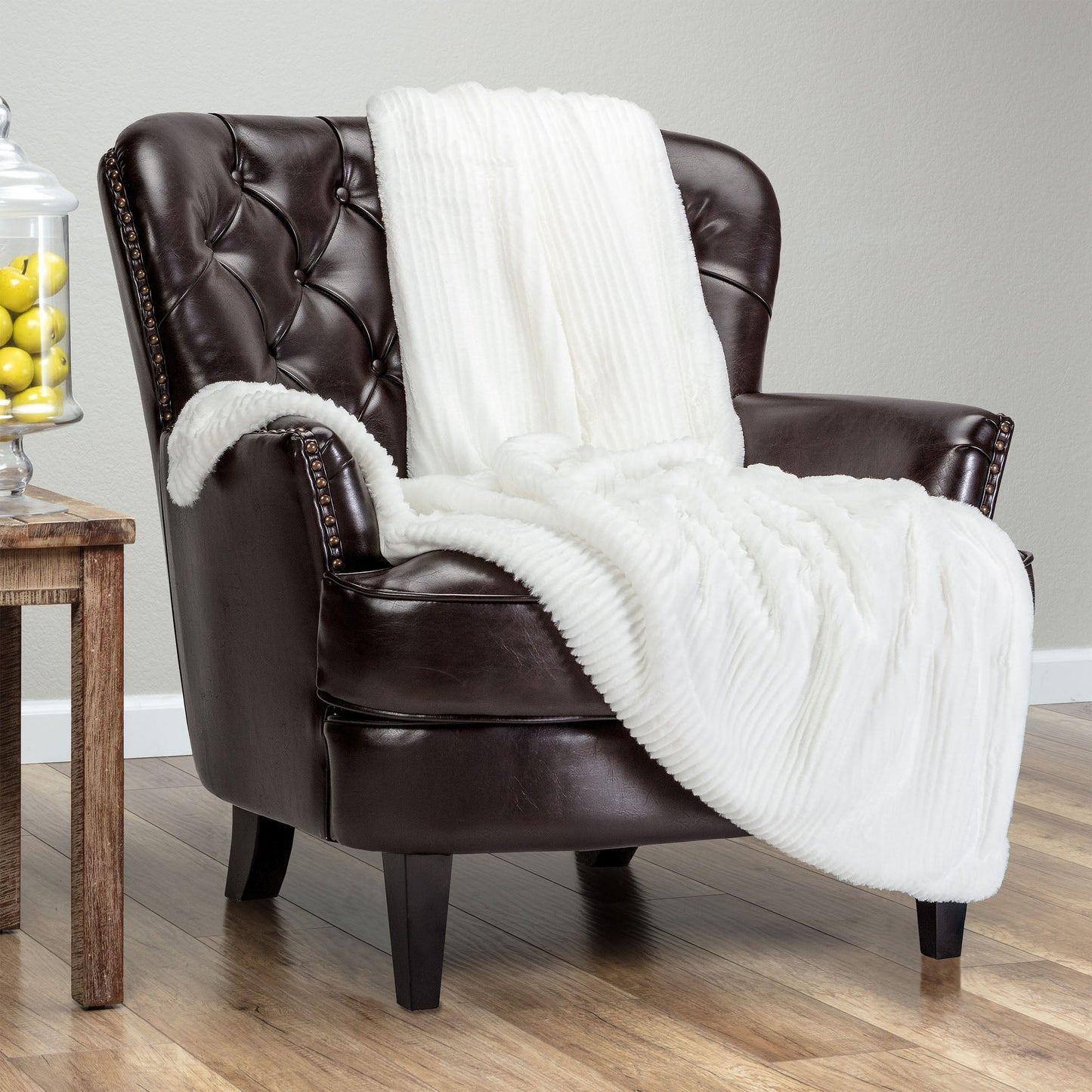 Rynx | Striped Textured Faux Fur Throw Blanket