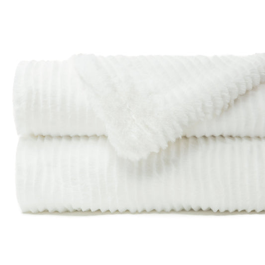 Rynx | Striped Textured Faux Fur Throw Blanket