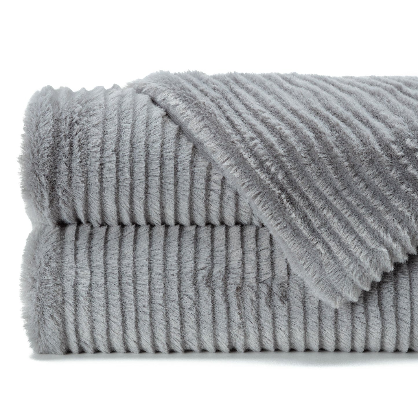 Rynx | Striped Textured Faux Fur Throw Blanket