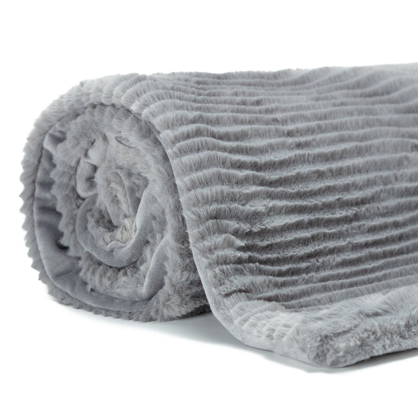 Rynx | Striped Textured Faux Fur Throw Blanket