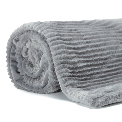 Rynx | Striped Textured Faux Fur Throw Blanket