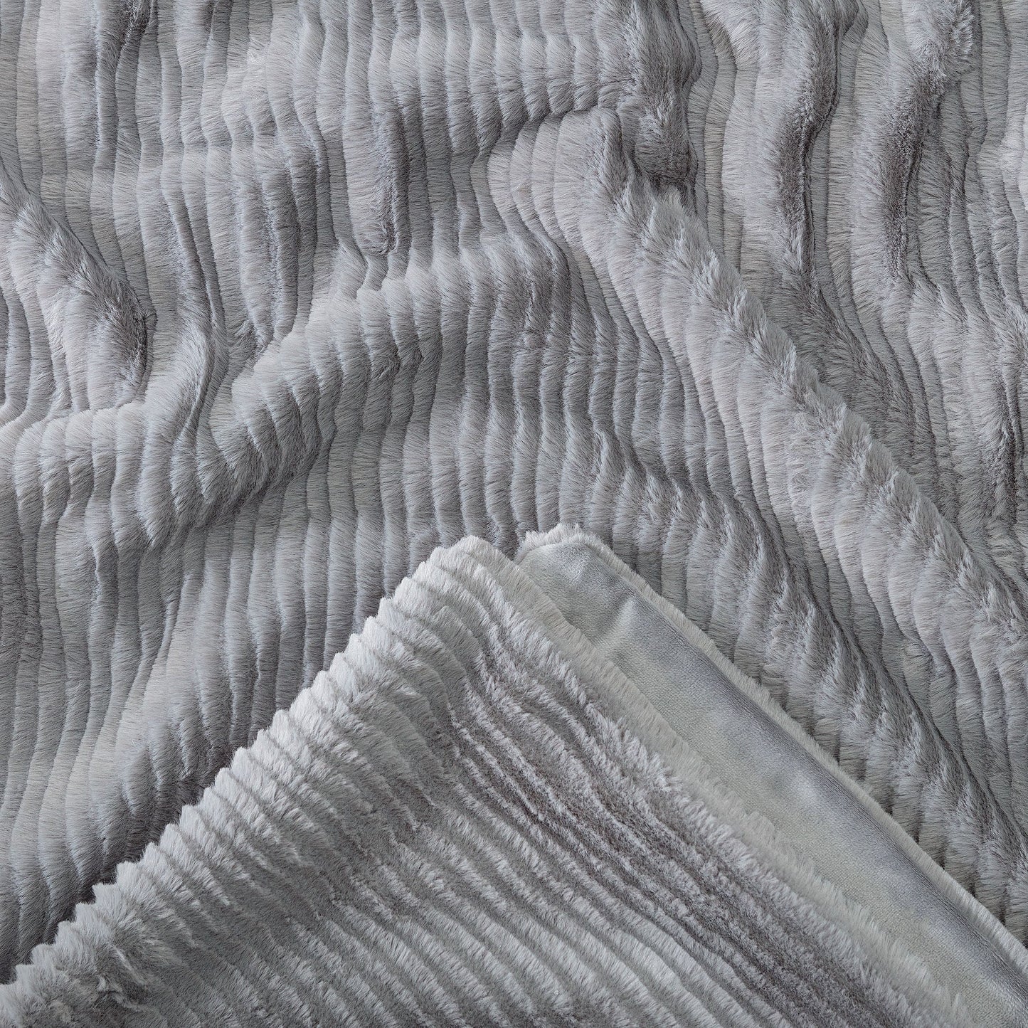 Rynx | Striped Textured Faux Fur Throw Blanket