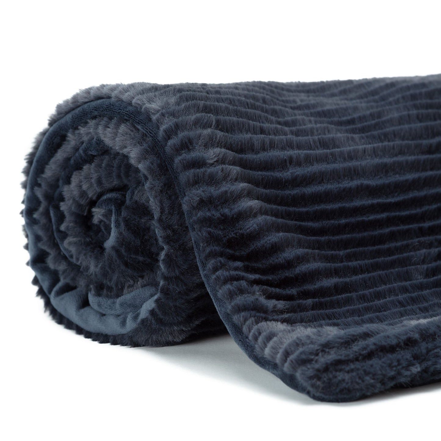 Rynx | Striped Textured Faux Fur Throw Blanket