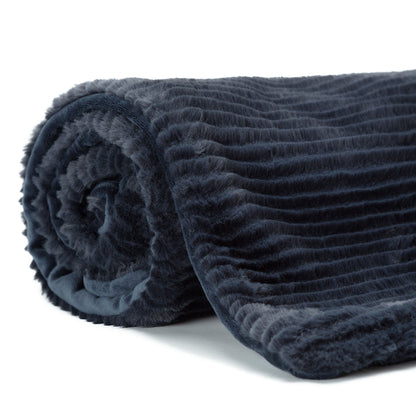 Rynx | Striped Textured Faux Fur Throw Blanket