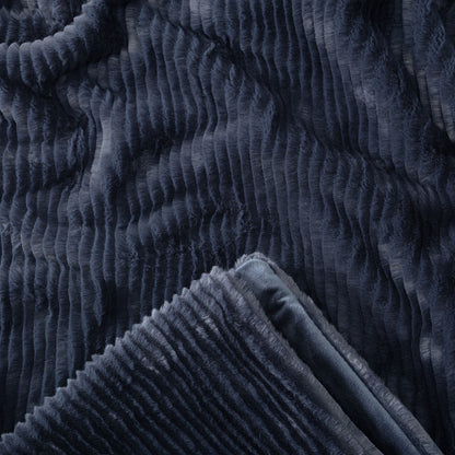 Rynx | Striped Textured Faux Fur Throw Blanket