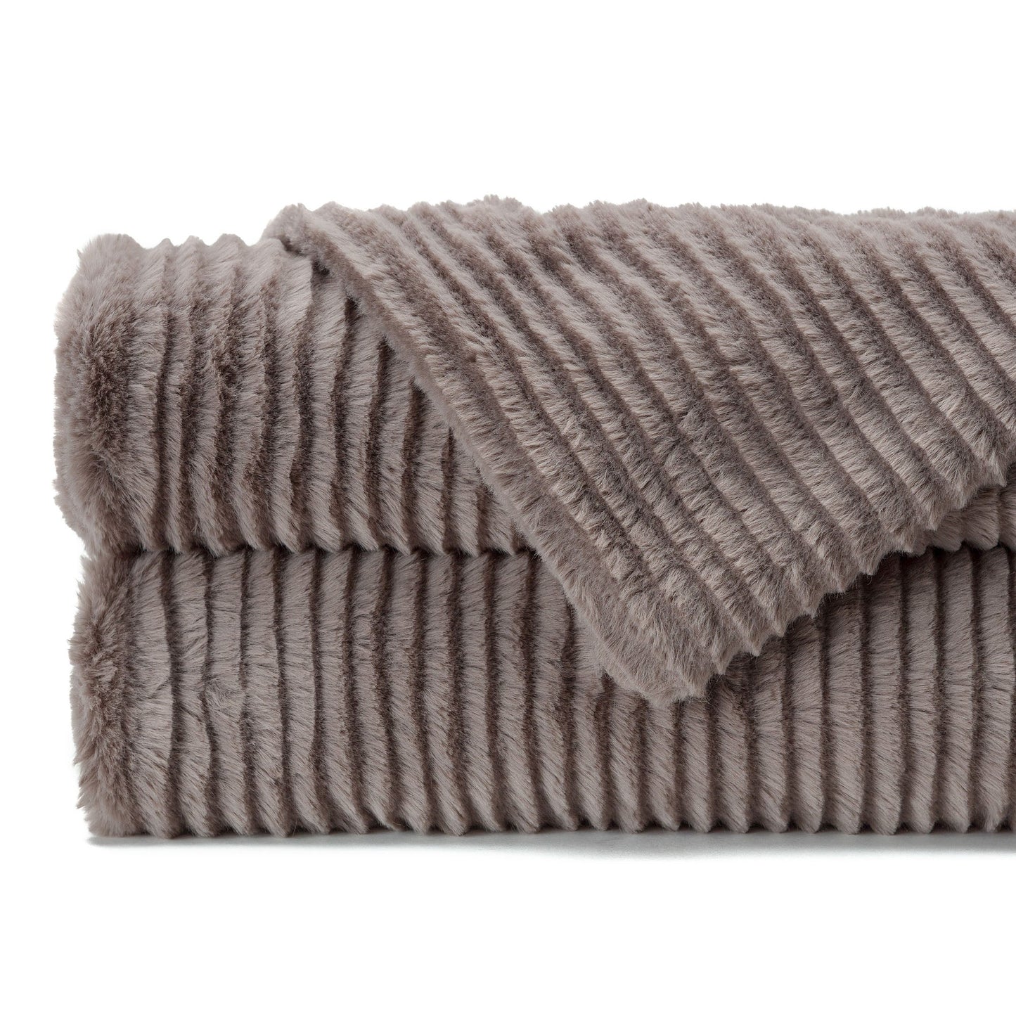 Rynx | Striped Textured Faux Fur Throw Blanket