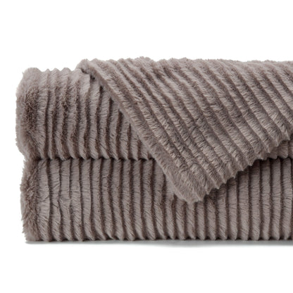 Rynx | Striped Textured Faux Fur Throw Blanket
