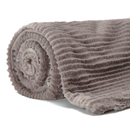 Rynx | Striped Textured Faux Fur Throw Blanket