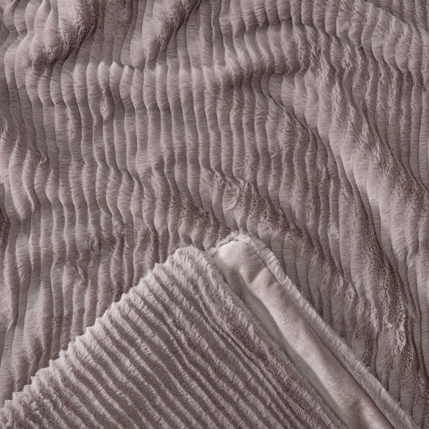 Rynx | Striped Textured Faux Fur Throw Blanket