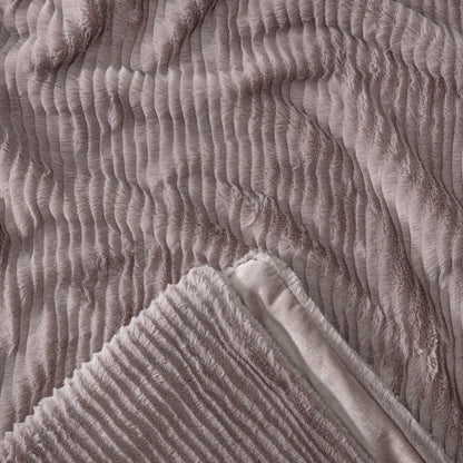 Rynx | Striped Textured Faux Fur Throw Blanket