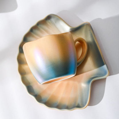 Rynx | Gradient Ocean Coffee Mug with Shell Saucer