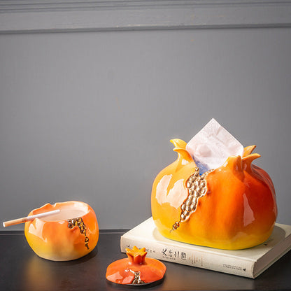 Rynx | Orange Pomegranate Vases Tissue Box Ashtray