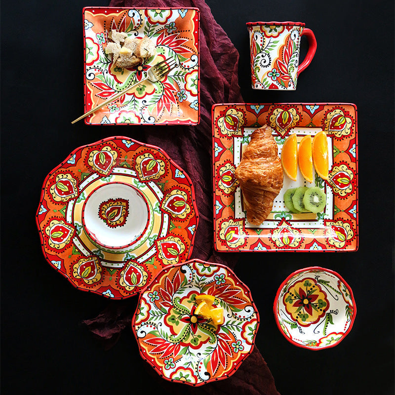 Rynx | Bohemian dinnerware red plates bowls cups