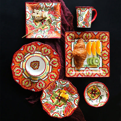 Rynx | Bohemian dinnerware red plates bowls cups