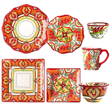 Rynx | Bohemian dinnerware red plates bowls cups