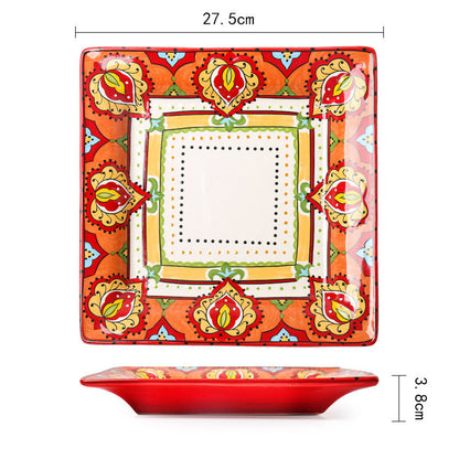 Rynx | Bohemian dinnerware red plates bowls cups