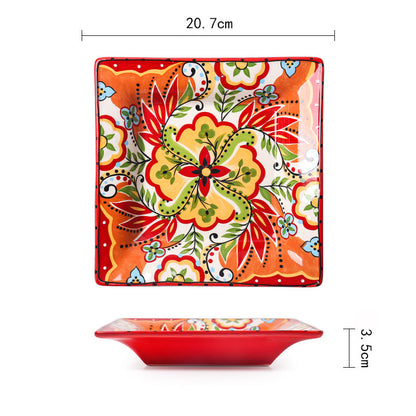 Rynx | Bohemian dinnerware red plates bowls cups