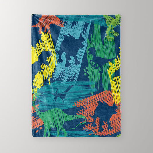 Rynx | Multicolor Doodle Dinosaur Blanket