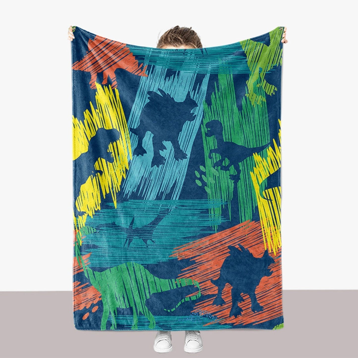 Rynx | Multicolor Doodle Dinosaur Blanket