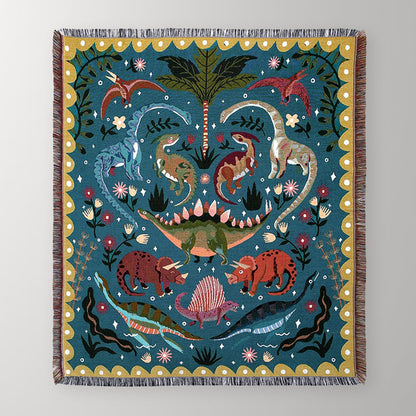 Rynx | Multicolor Dinosaur Cotton Blanket