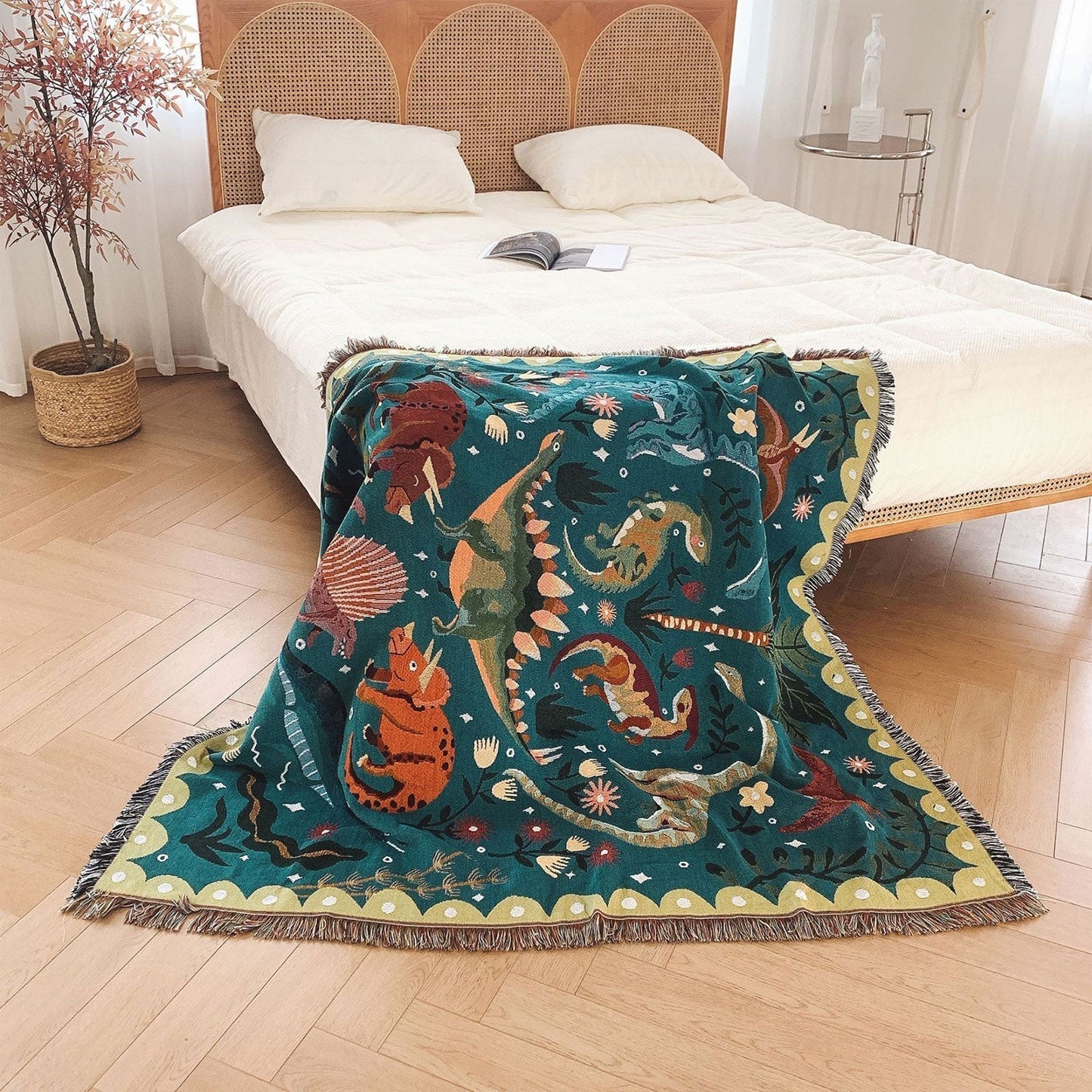 Rynx | Multicolor Dinosaur Cotton Blanket