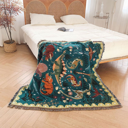 Rynx | Multicolor Dinosaur Cotton Blanket