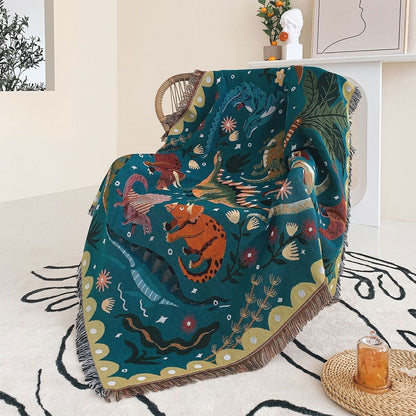 Rynx | Multicolor Dinosaur Cotton Blanket