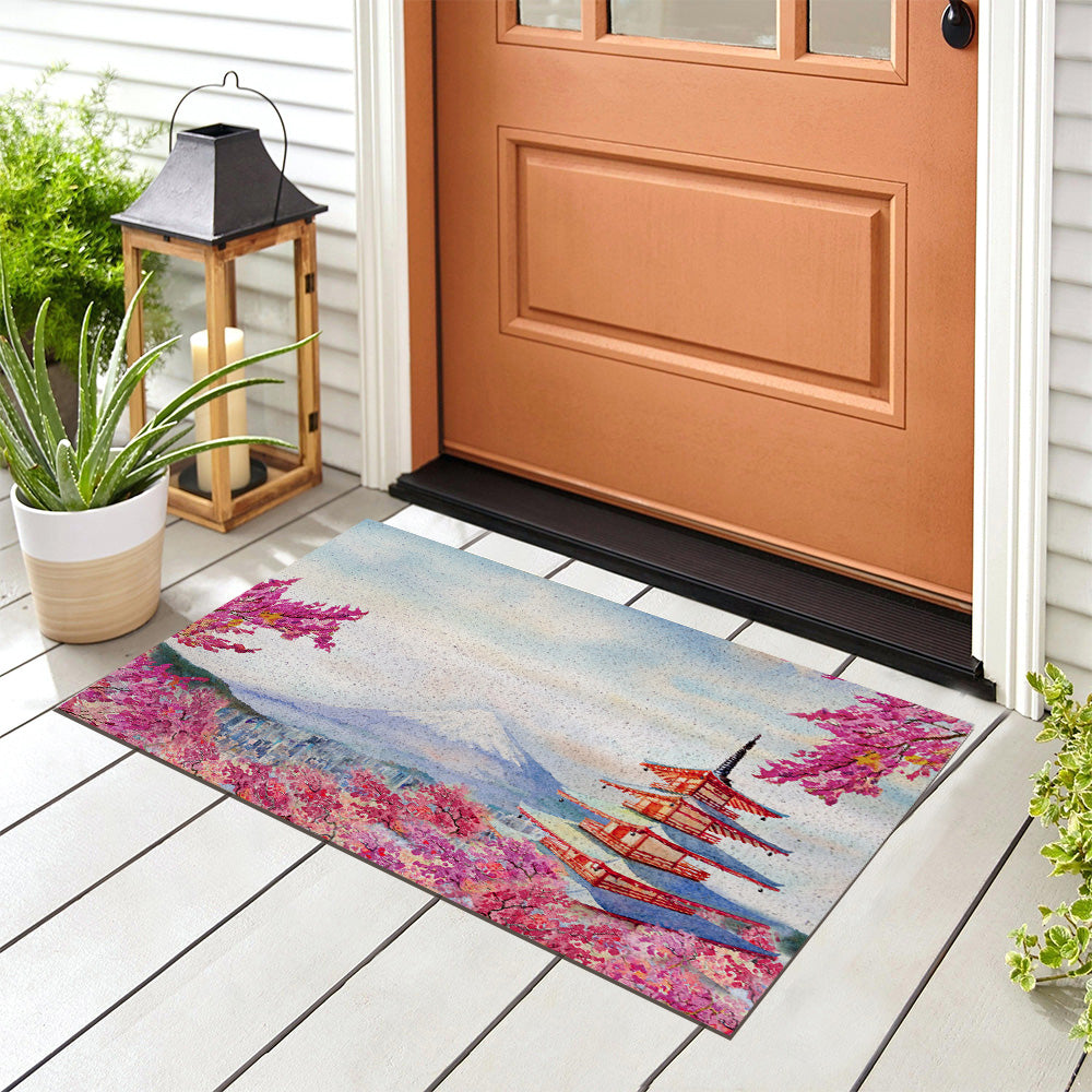 Rynx | Fuji Mountain and Pink Sakura PVC Entrance Mat