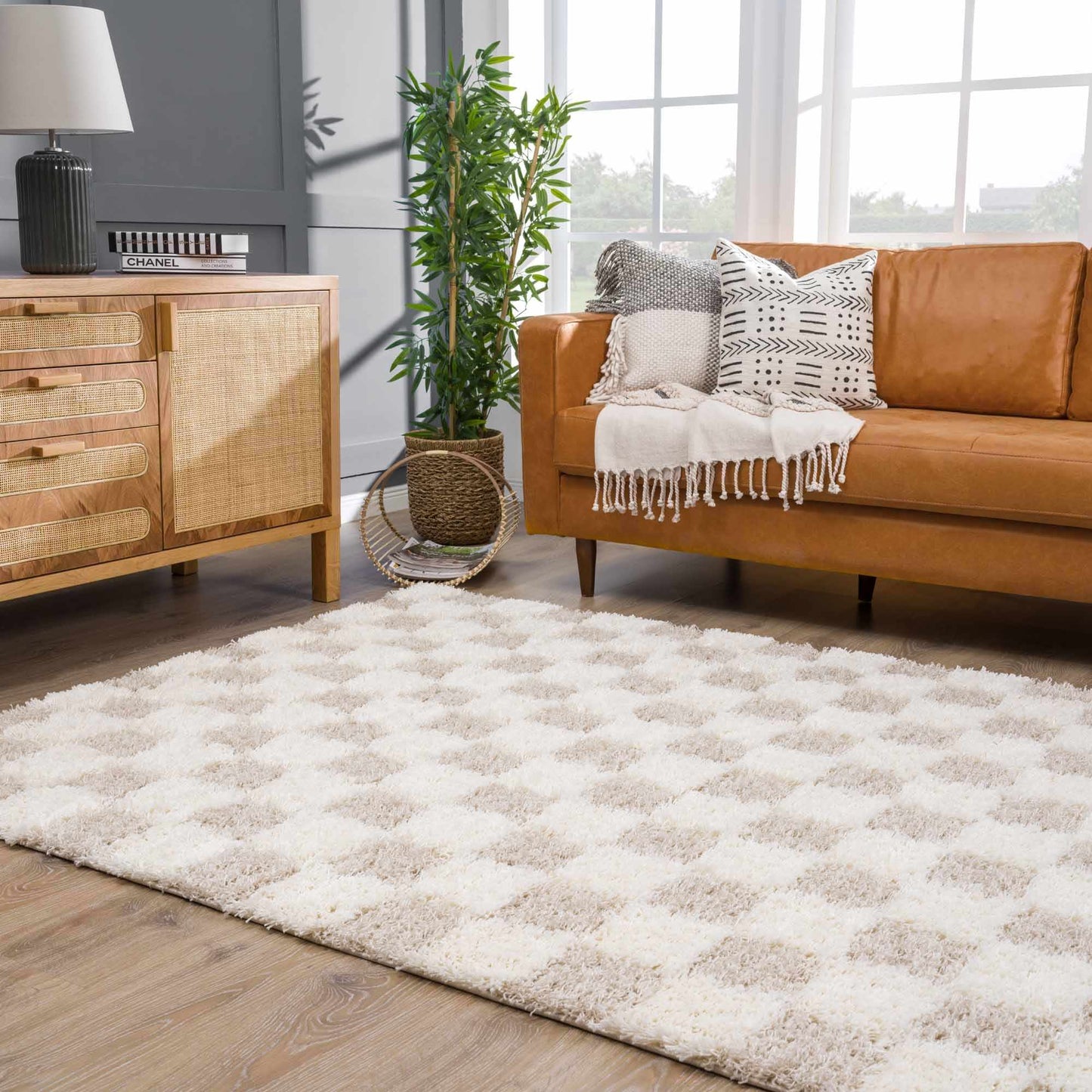 Rynx | Neutral checked carpet flooring