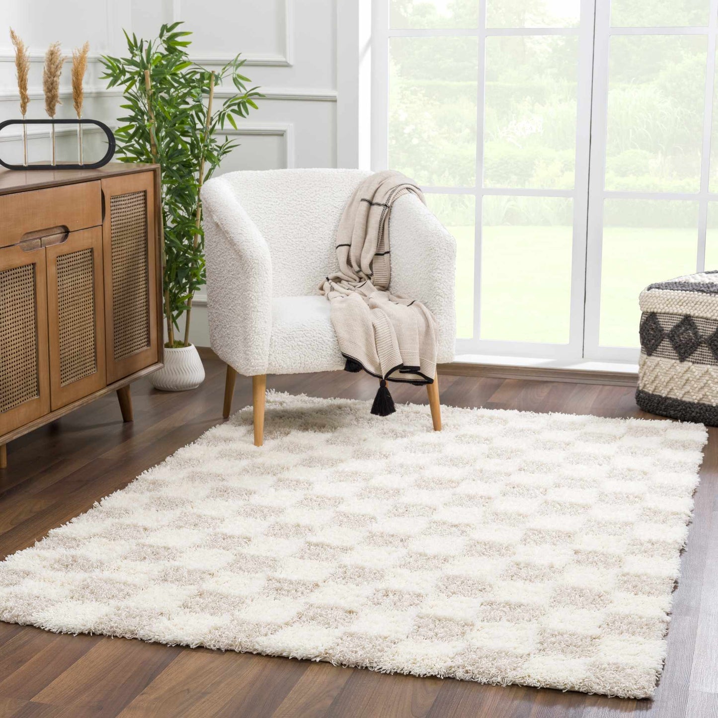 Rynx | Neutral checked carpet flooring
