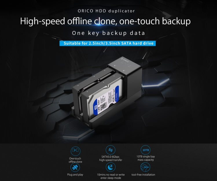 Rynx | ORICO 6528US3-C 2.5 / 3.5 Inch Hard Drive Enclosure with Duplicator