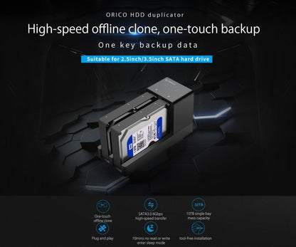 Rynx | ORICO 6528US3-C 2.5 / 3.5 Inch Hard Drive Enclosure with Duplicator
