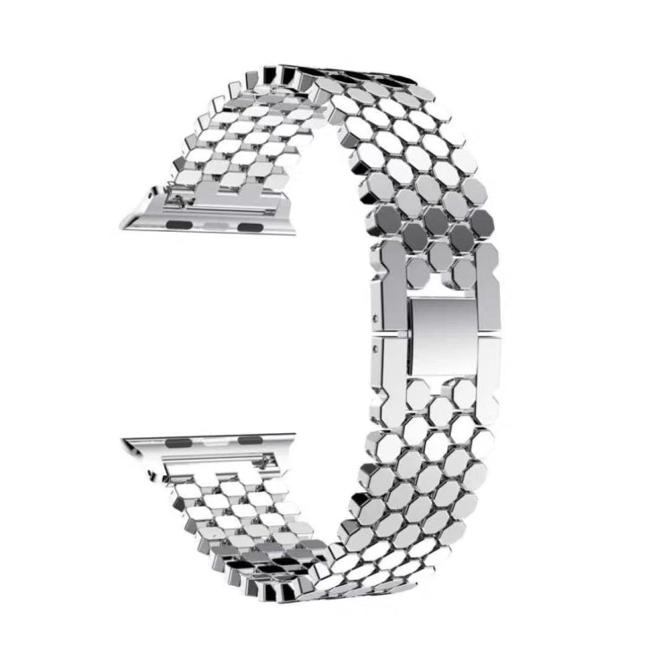 Rynx | For Apple Watch Series 7 45mm / 6 & SE & 5 & 4 44mm / 3 & 2 & 1 42mm Honeycomb Stainless Steel Watch Band (Silver)