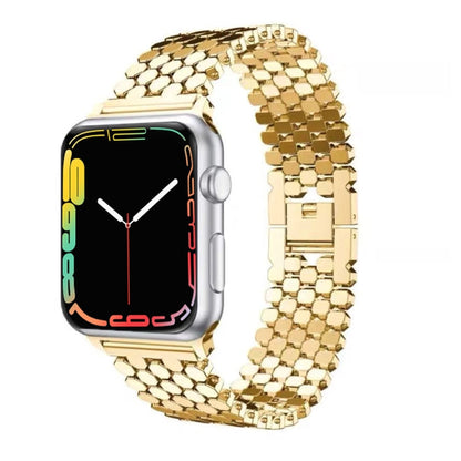 Rynx | For Apple Watch Series 7 45mm / 6 & SE & 5 & 4 44mm / 3 & 2 & 1 42mm Honeycomb Stainless Steel Watch Band (Silver)