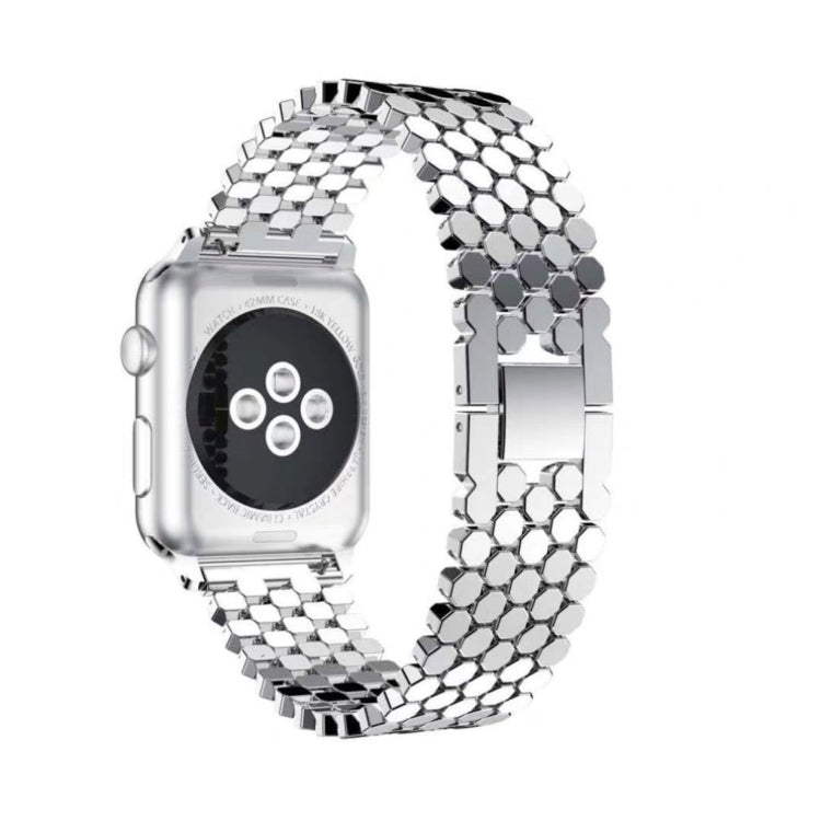Rynx | For Apple Watch Series 7 45mm / 6 & SE & 5 & 4 44mm / 3 & 2 & 1 42mm Honeycomb Stainless Steel Watch Band (Silver)