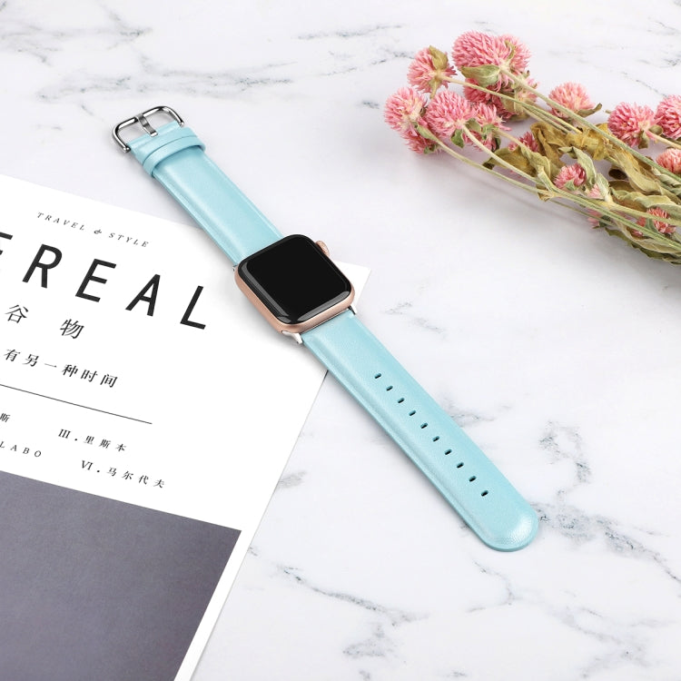 Rynx | For Apple Watch Series 5 & 4 44mm 3 & 2 & 1 42mm Round Hole Leather Strap (Sky Blue)