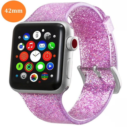 Rynx | For Apple Watch Series 7 45mm / 6 & SE & 5 & 4 44mm / 3 & 2 & 1 42mm Glitter Silicone Band (Pink)