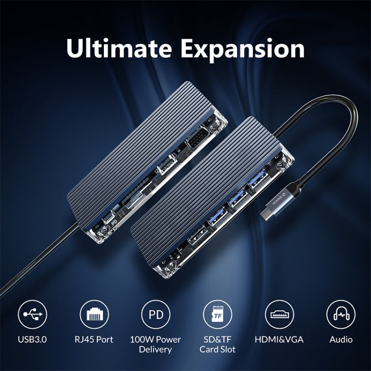 Rynx | ORICO WB-6RJ 6 in 1 Type-C Transparent HUB