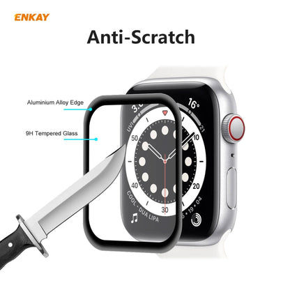 Rynx | For Apple Watch 6/5/4/SE 44mm 5PCS ENKAY Hat-Prince 0.2mm 9H surface hardness 3D explosion-proof aluminum alloy edge full-screen tempered glass screen protector