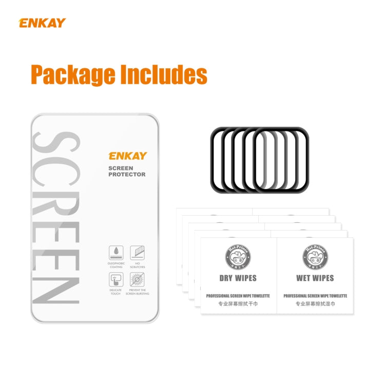 Rynx | For Apple Watch 6/5/4/SE 44mm 5PCS ENKAY Hat-Prince 0.2mm 9H surface hardness 3D explosion-proof aluminum alloy edge full-screen tempered glass screen protector