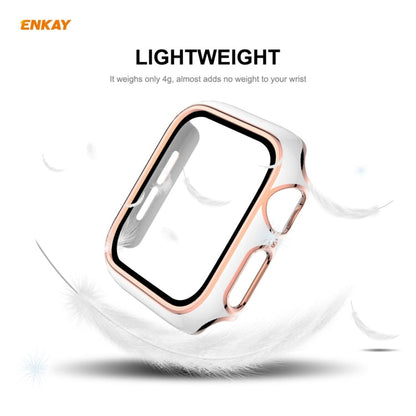 Rynx | ENKAY Hat-Prince Full Protection Electroplated PC Case + Tempered Glass Protection for the Apple Watch Series 6 / 5 / 4 / SE 40mm (White + Silver)