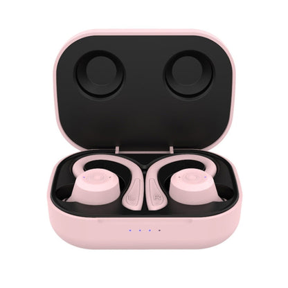 RYNX | T20 TWS Bluetooth Hooks Wireless Sports Headphones with Charging Box IPX6 Waterproof Noise-cancelling Earphones(Pink)